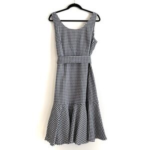J. Crew Blue Gingham Plaid Ruffle Hem Midi Dress Size 14